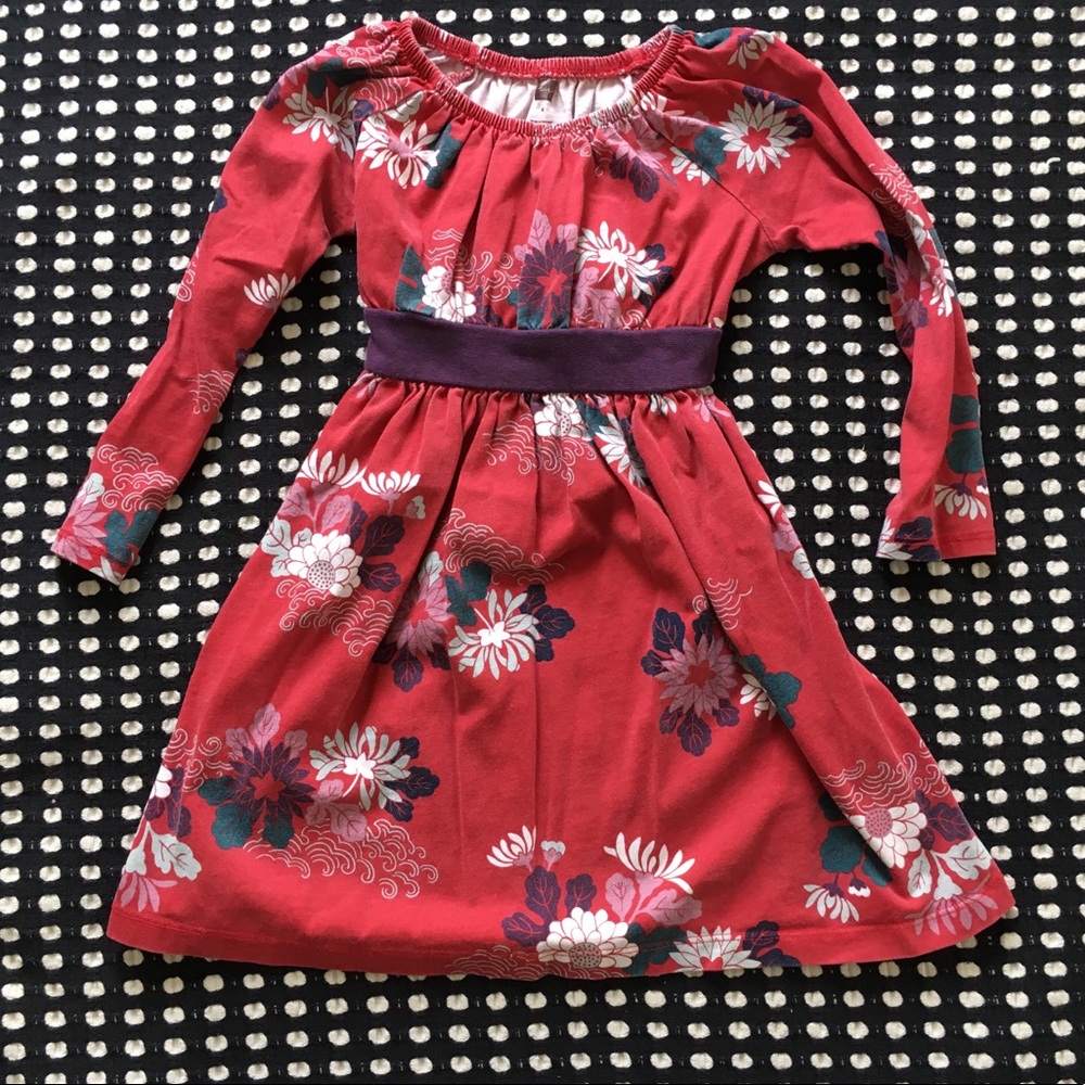 Tea Collection Red Floral Dress Size Girls 4